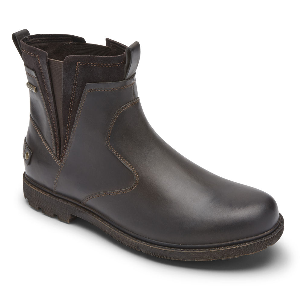 Botas Rockport Hombre Mexico - Storm Surge Waterproof Chelsea Marrom Oscuro - FIGEC1823